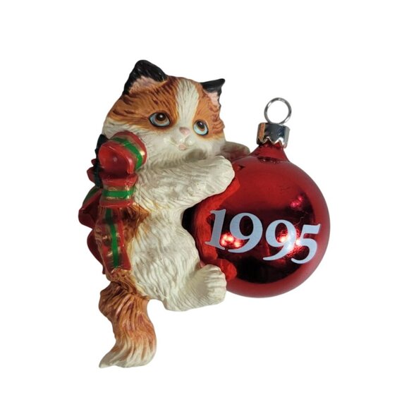 Carlton Cards Christmas Ornament Purr-fect Holidays 1995 Cat Hanging Vintage - Picture 2 of 10